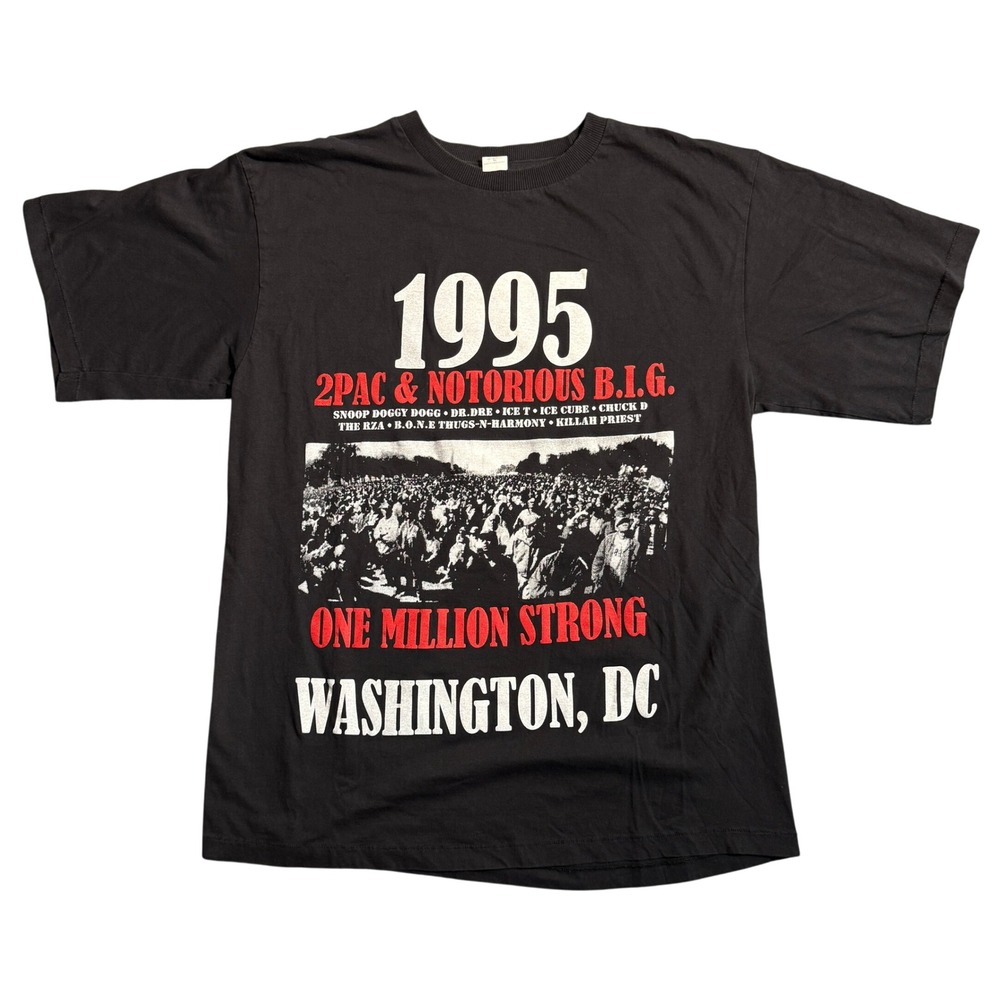 Vintage 1995 One Million Strong 2Pac Notorious BIG Rap Tee Black XL